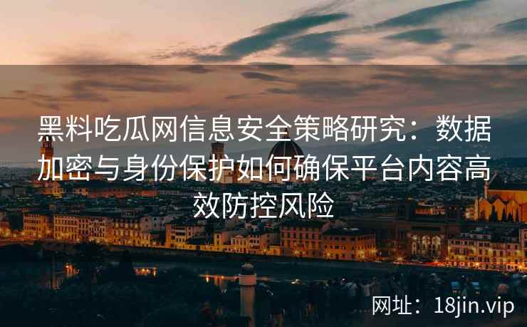 黑料吃瓜网信息安全策略研究：数据加密与身份保护如何确保平台内容高效防控风险