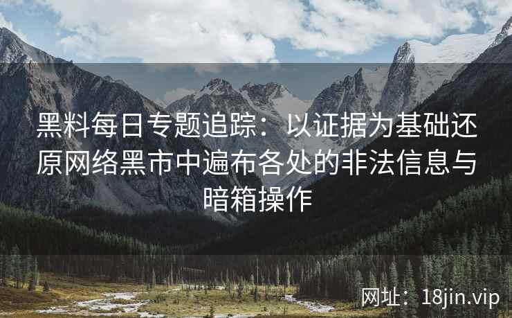 黑料每日专题追踪：以证据为基础还原网络黑市中遍布各处的非法信息与暗箱操作