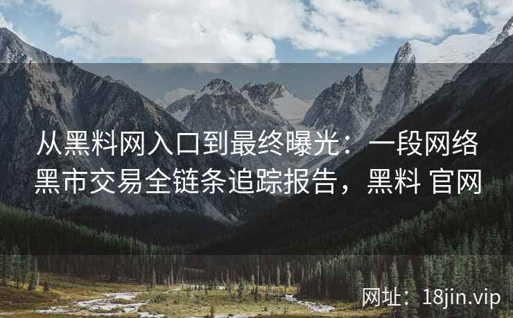 从黑料网入口到最终曝光：一段网络黑市交易全链条追踪报告，黑料 官网