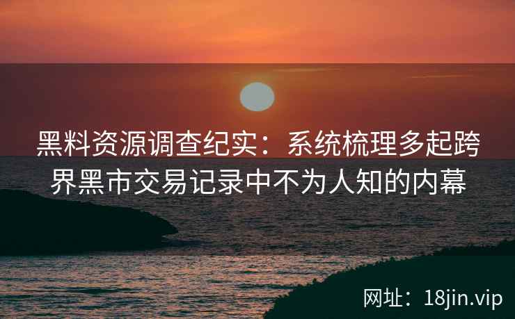 黑料资源调查纪实：系统梳理多起跨界黑市交易记录中不为人知的内幕